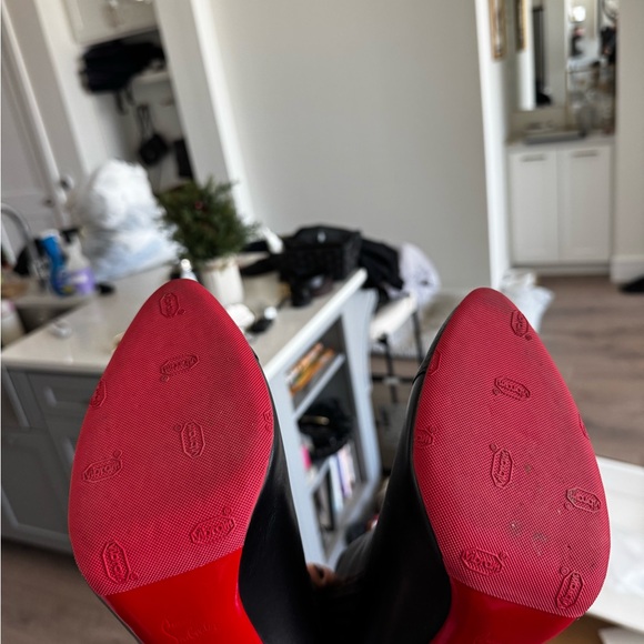 Christian Louboutin Black Heeled Boots with Red Soles - Picture 9 of 13